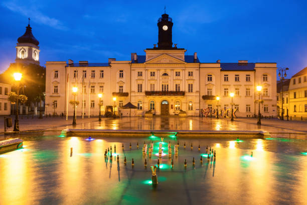 istock Plock City Hall at night 1063910888