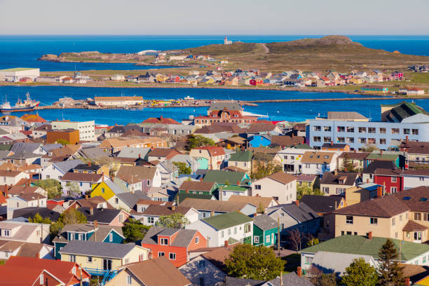 panorama de saint pierre - saint pierre et miquelon photos et images de collection