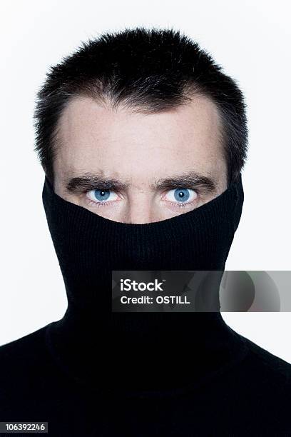 Hiding Man Expressive Portrait Stock Photo - Download Image Now - 30-39 Years, Adult, Adults Only