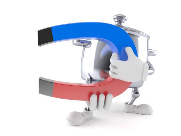 istock Kitchen pot character holding horseshoe magnet 1063924614