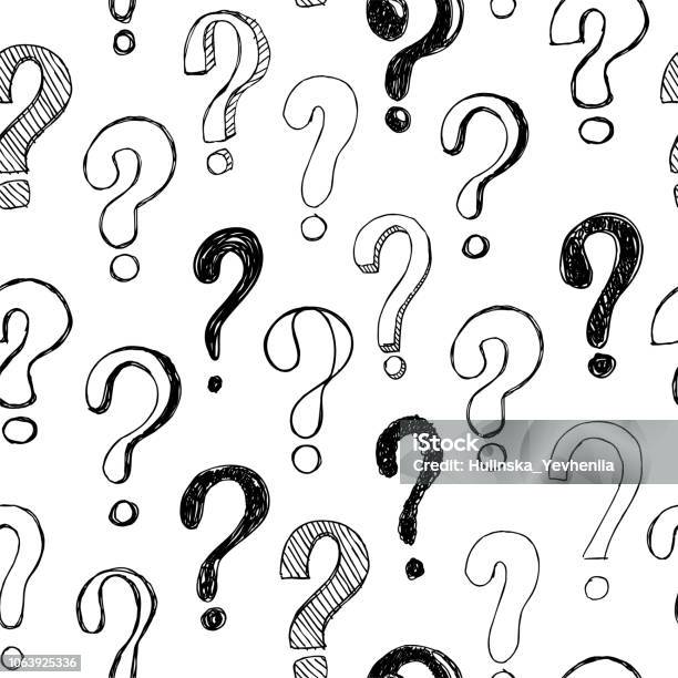 Seamless Pattern With Hand Drawn Doodle Questions Marks Vector Illustration Stock Illustration - Download Image Now