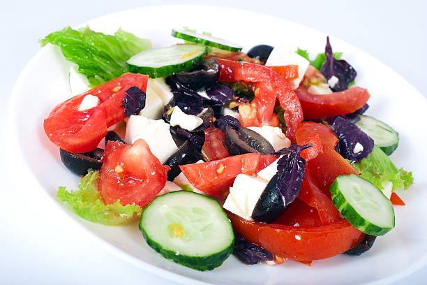 istock Greek salad on white plate 106392985