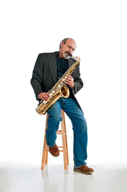 istock Man playing blues on a tenor sax 106393858