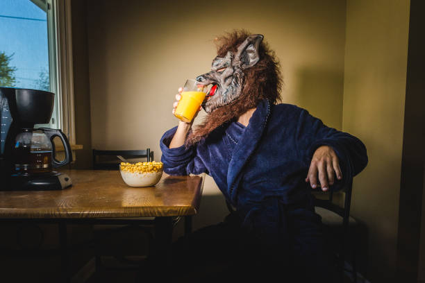 Werewolf Man Eating Breakfast On a Lazy Weekend Morning