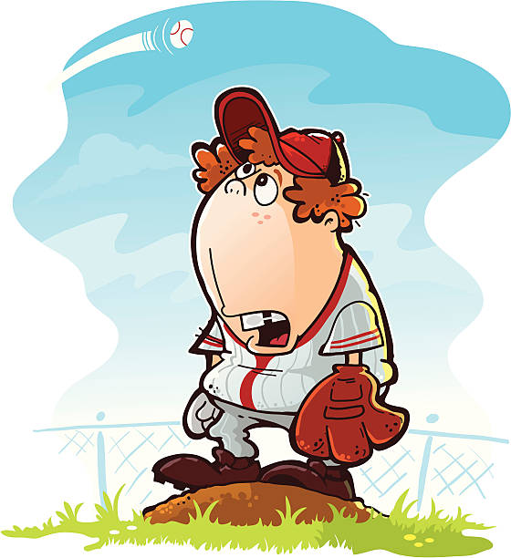 Disappointed baseball pitcher vector art illustration