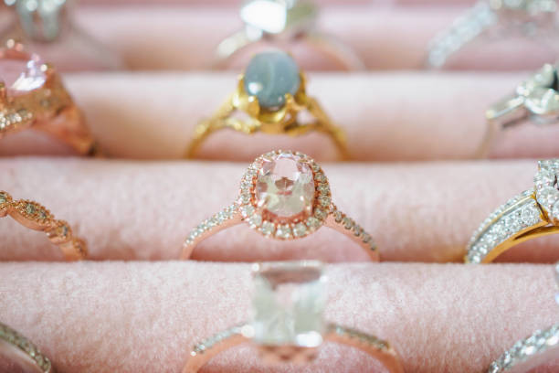 istock Gold jewelry diamond rings in box 1063947076