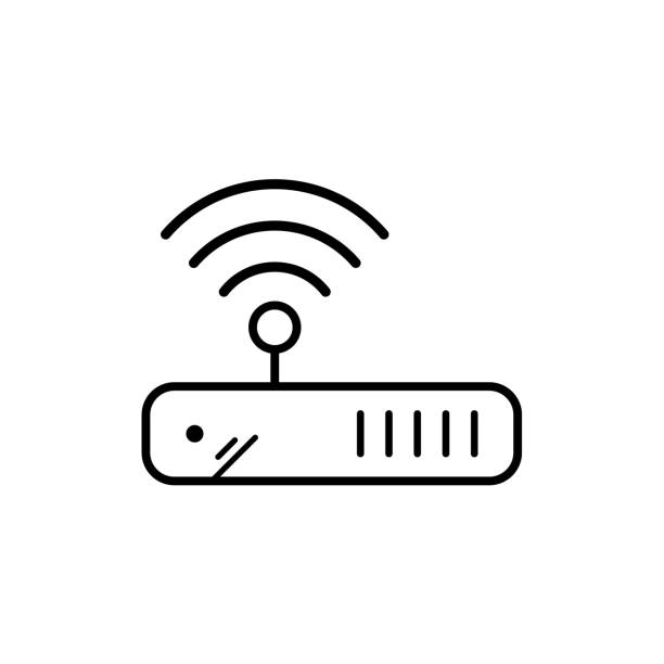 Wi-Fi router icon Wi-Fi router icon. Line art style access point router stock illustrations