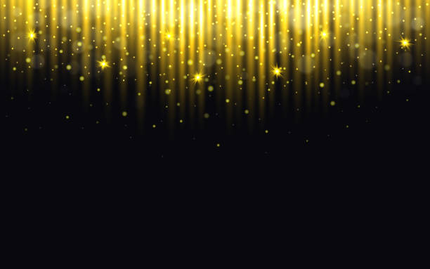 istock Glitter background. Christmas lights with bokeh. Gold particles on black backdrop. Greeting card with golden dust. New Year concept. Bright falling confetti. Vector illustration 1063952708