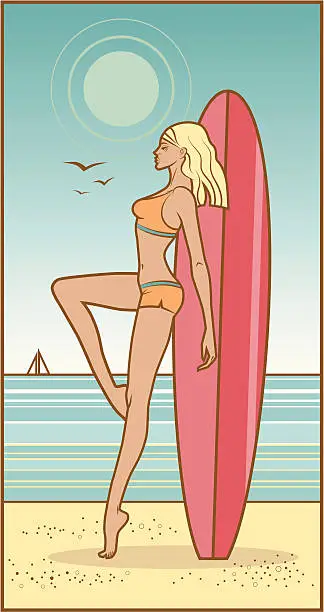 Vector illustration of Another Surfer Girl