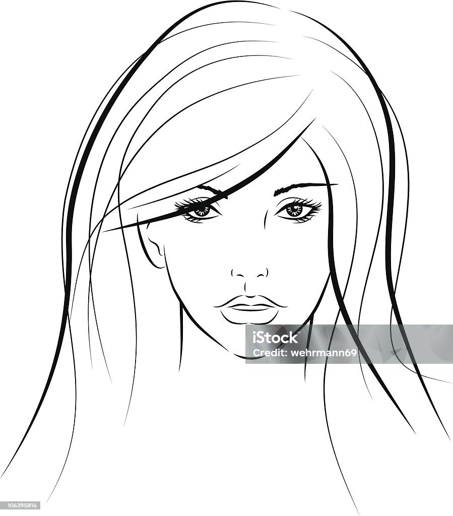 womans portrait vector illustration Line Art stock vector