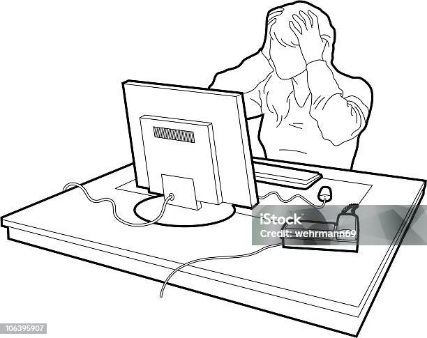 컴퓨터 01 여자에 대한 스톡 벡터 아트 및 기타 이미지 - 여자, 책상, 일함