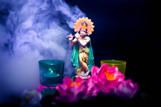 Hindu God Krishna Stock Photo - Download Image Now - Krishna, Altar, Black  Background - iStock