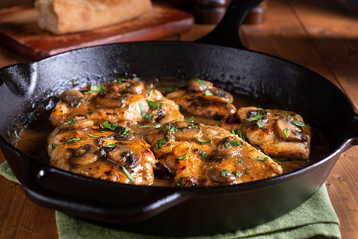 Chicken Marsala in a Cast Iron Skillet