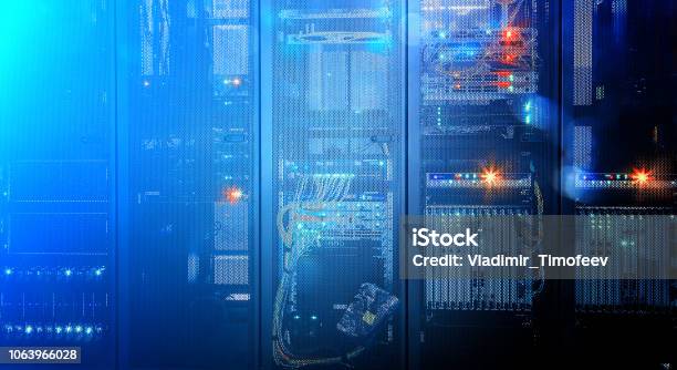 Panel Modern Communication Equipment With Light From The Display At ...