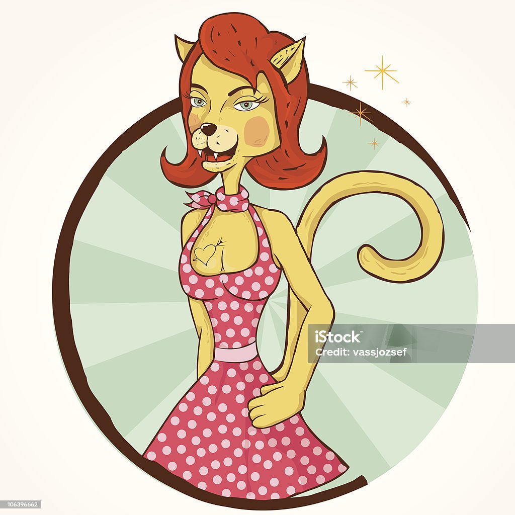 Mujer cat medio - arte vectorial de Adulto libre de derechos