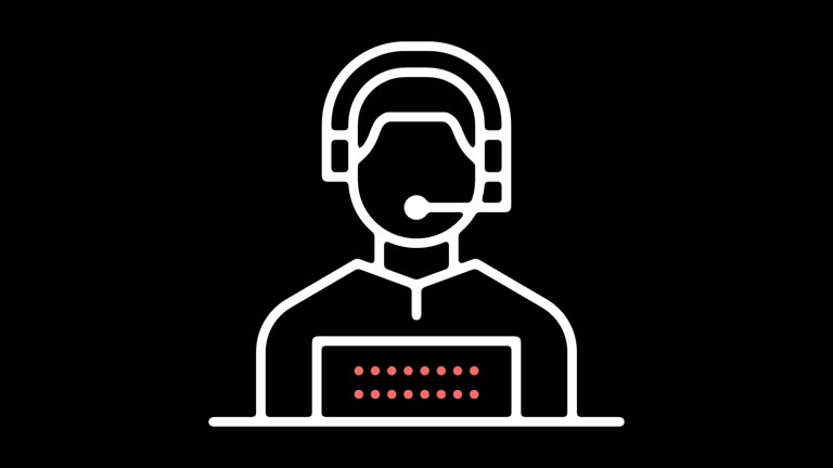 Customer Service Representative Line Icon Animation with Alpha