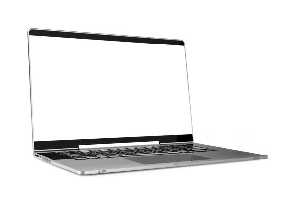 istock Laptop metallic color with blank screen mock-up isolated 1063971126