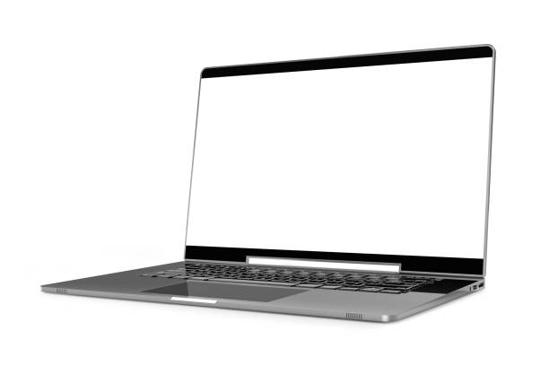 istock Laptop metallic color with blank screen mock-up isolated 1063971128
