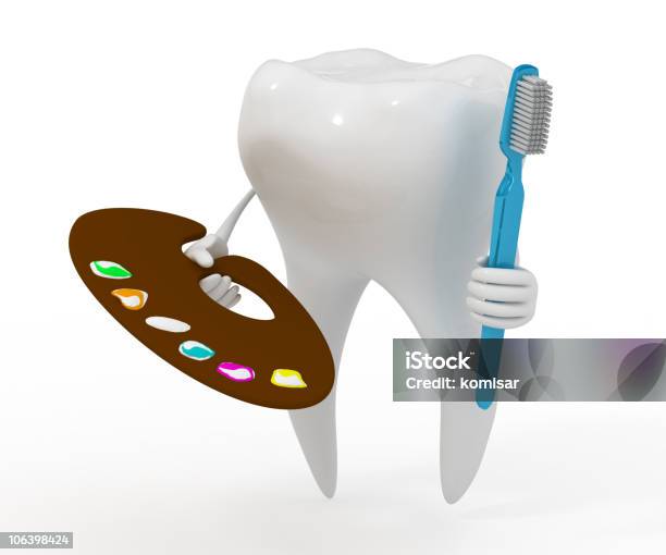 Foto de Dente Com A Paleta De Um Artista e mais fotos de stock de Computação Gráfica - Computação Gráfica, Conceito, Consultório Dentário