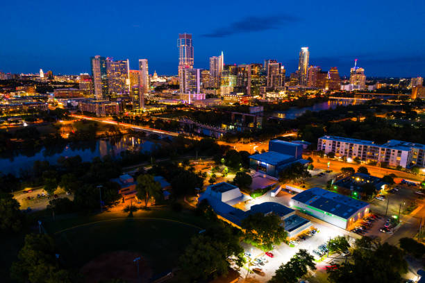 istock Austin Texas night time skyline cityscape 1063984992