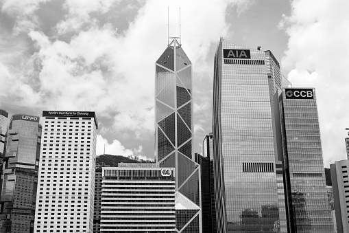 Hong Kong financial district (Black and White)