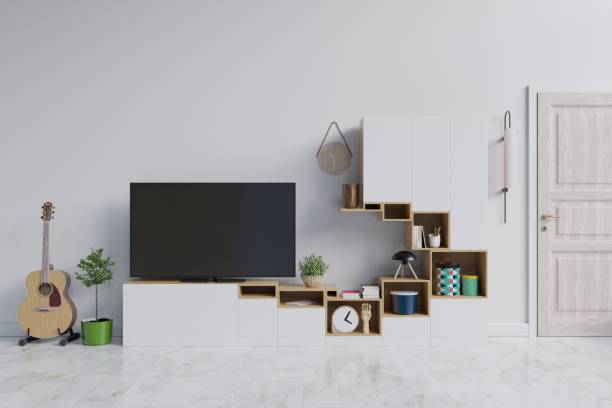 istock Cabinet design for put TV and put things together in modern empty room 1063998686