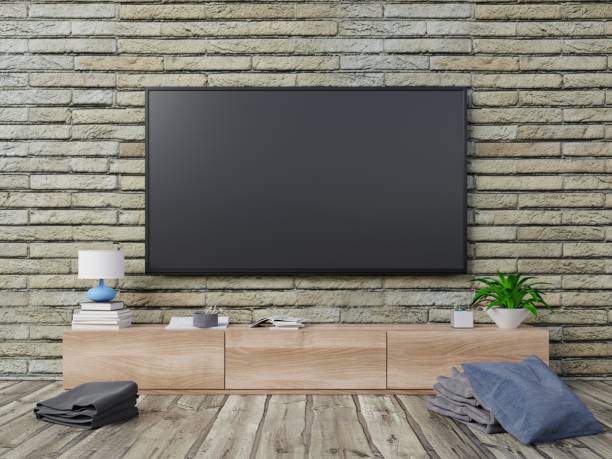istock TV room with brick wall 1063998808
