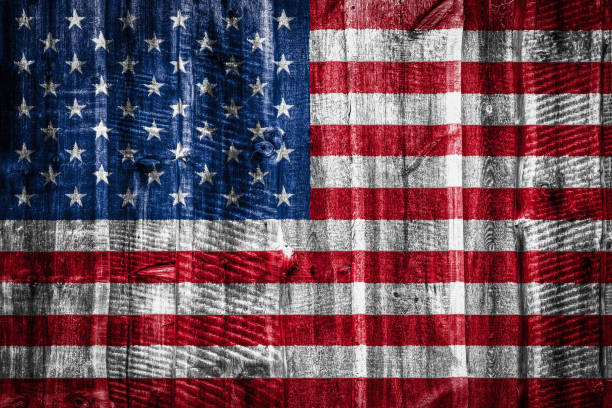National flag  on textural wooden background