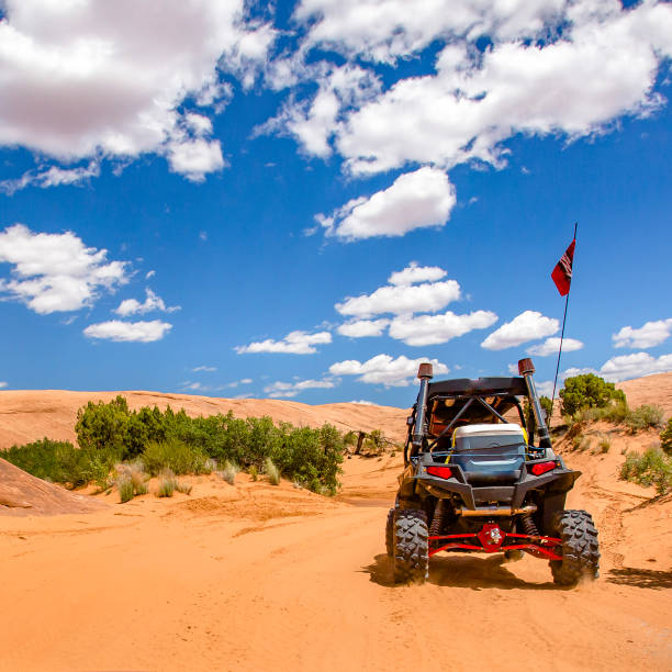 istock Moab off road trail under sunny sky with clouds 1064003002