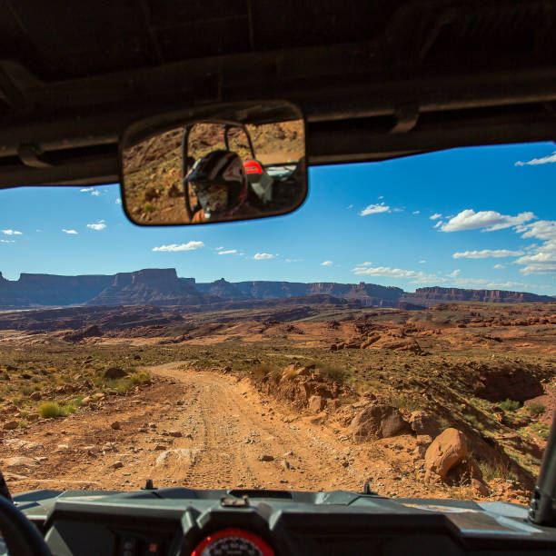 istock Off roading in Moab with view of dramatic canyons 1064003066
