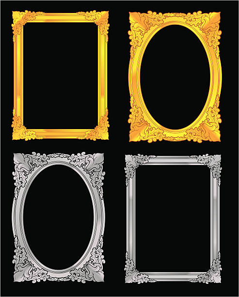 sada rámců - chrom fotky stock ilustrace