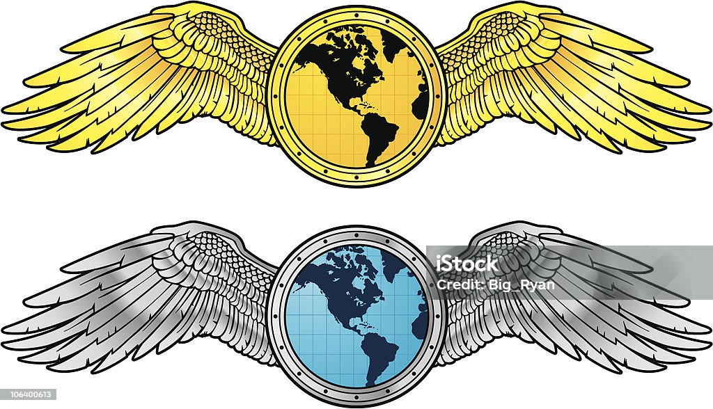 TRAVEL WINGS FOR THE WORLD TRAVELER Aircraft Wing stock vector