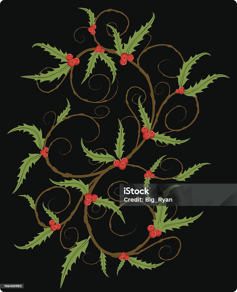holly tourbillons - clipart vectoriel de Baie - Partie d'une plante libre de droits