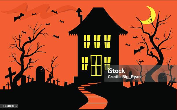 Halloweenhouse Stock Vektor Art und mehr Bilder von Nicht-städtisches Motiv - Nicht-städtisches Motiv, Friedhof, Halloween