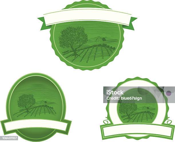 Гравюра На Дереве Фермы Этикетки Сцены — стоковая векторная графика и другие изображения на тему Амбар - Амбар, Американская культура, Билет