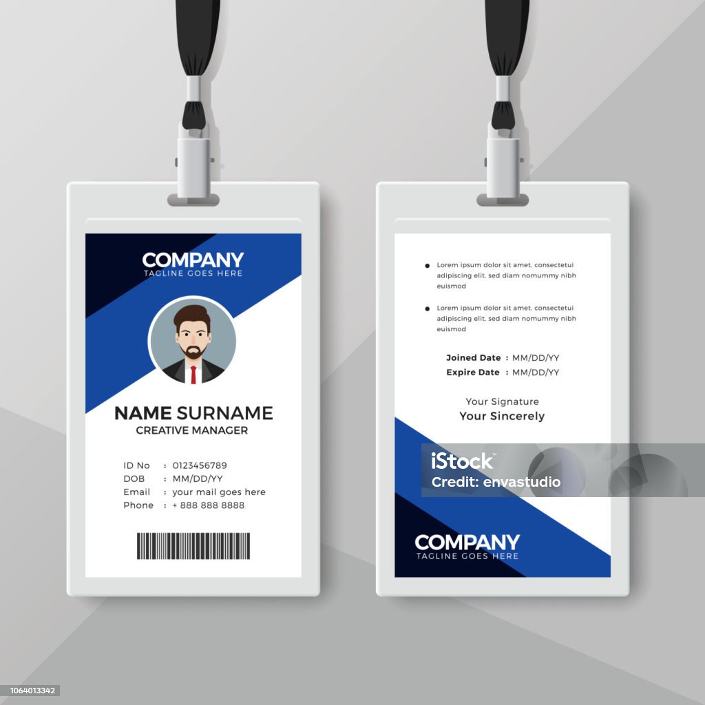 Id Table Blue Elegant Blue And White Id Card Template Stock Illustration - Download ...