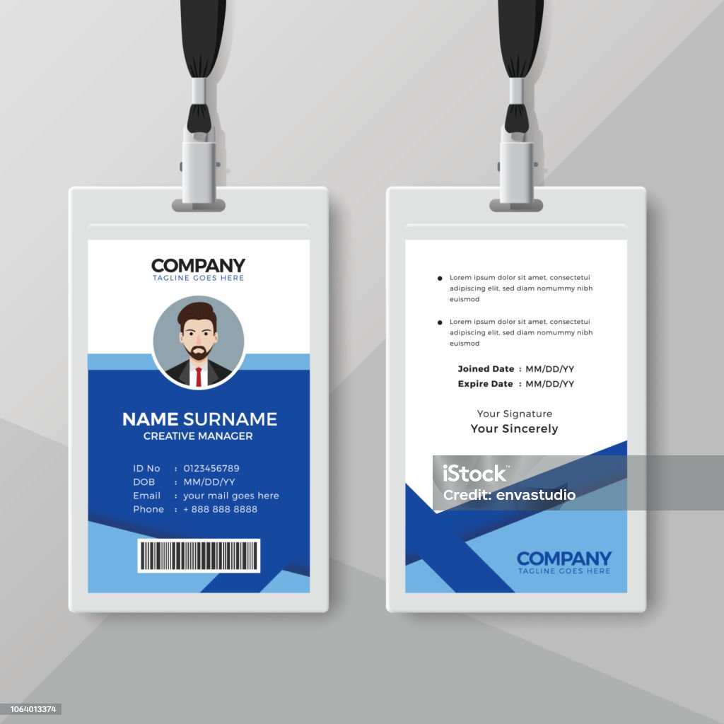 Id Table Blue Blue Id Card Design Template Stock Illustration - Download Image Now ...