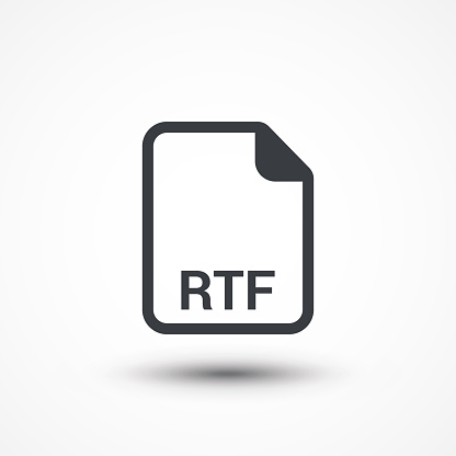File format or file extension RTF icon for interface applications and websites isolated on white background