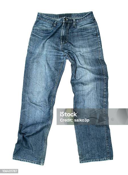 Jeans Isolato - Fotografie stock e altre immagini di Abbigliamento - Abbigliamento, Abbigliamento casual, Bianco