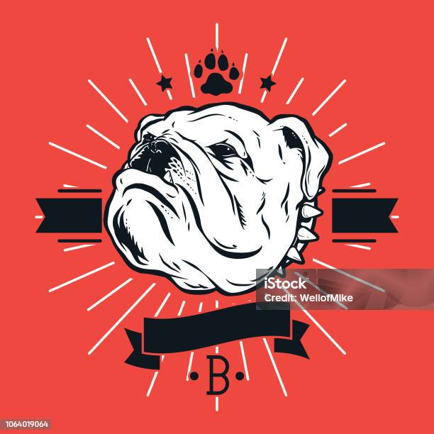 Design De Tshirt Bulldog Sur Rouge Vecteurs libres de droits et plus d'images vectorielles de Bouledogue - Bouledogue, Mascotte, Vectoriel