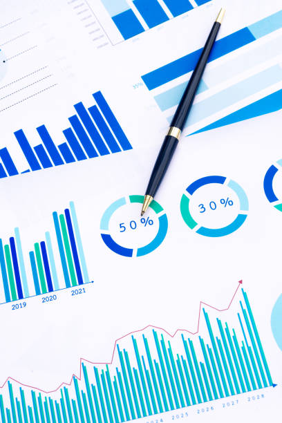 istock Pen with Business Graphs finance document. 1064021700