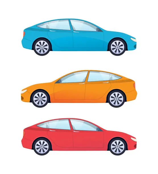 Vector illustration of Set of modern cars for family, work, leisure and daily use.