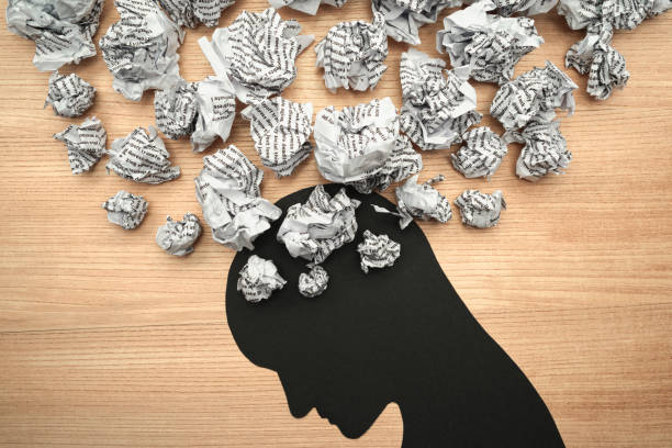 istock Silhouette of stressed person head. 1064027400