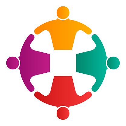 Group people logo handshake in a circle,Teamwork icon.vector illustrator