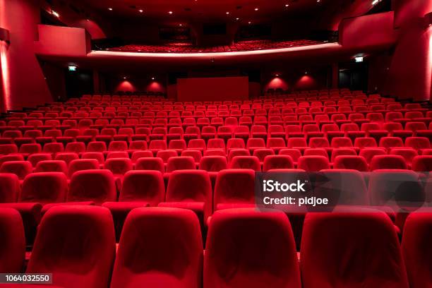 Red Seats In Theather Stock Photo - Download Image Now - Movie Theater, Stage Theater, Film Industry