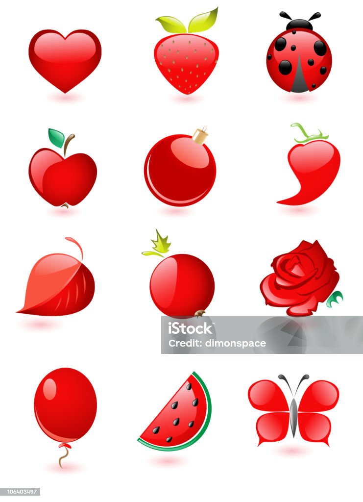 Glänzend roten Symbole - Lizenzfrei Apfel Vektorgrafik