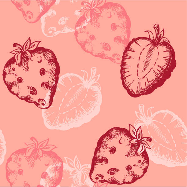 strawberry seamless pattern vector strawberry seamless pattern on a pink background chandler strawberry stock illustrations