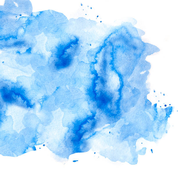 istock Blue watercolor background on white with splashes 1064036078