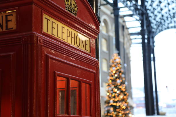 istock Christmas tree decoration red telephone box in London UK 1064040332