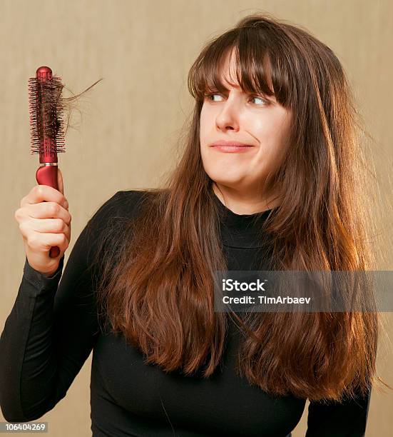 Confused Woman With Tangled Hair Stock Photo - Download Image Now - Adult, Adults Only, Brown